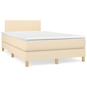 vidaXL Boxspring met matras stof crèmekleurig 120x190 cm