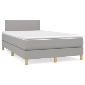 vidaXL Boxspring met matras stof lichtgrijs 120x190 cm