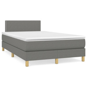 vidaXL Boxspring met matras stof donkergrijs 120x190 cm