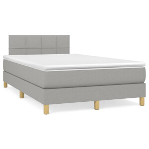 vidaXL Boxspring met matras stof lichtgrijs 120x190 cm