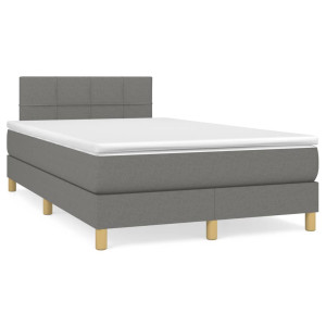 vidaXL Boxspring met matras stof donkergrijs 120x190 cm