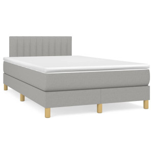 vidaXL Boxspring met matras stof lichtgrijs 120x190 cm