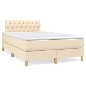 vidaXL Boxspring met matras stof crèmekleurig 120x190 cm