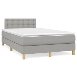 vidaXL Boxspring met matras stof lichtgrijs 120x190 cm
