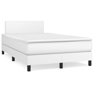 vidaXL Boxspring met matras kunstleer wit 120x190 cm