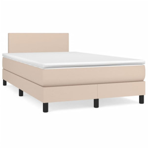 vidaXL Boxspring met matras kunstleer cappuccinokleurig 120x190 cm