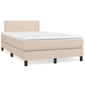 vidaXL Boxspring met matras kunstleer cappuccinokleurig 120x190 cm