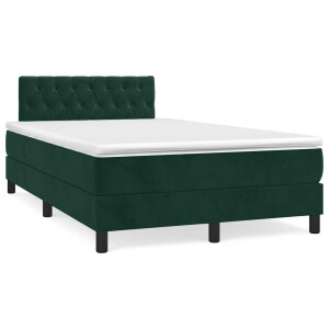 vidaXL Boxspring met matras fluweel donkergroen 120x190 cm
