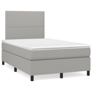 vidaXL Boxspring met matras stof lichtgrijs 120x190 cm