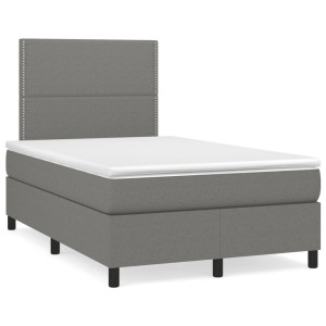 vidaXL Boxspring met matras stof donkergrijs 120x190 cm