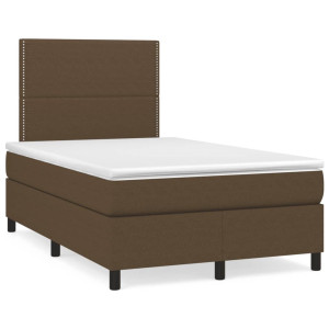 vidaXL Boxspring met matras stof donkerbruin 120x190 cm