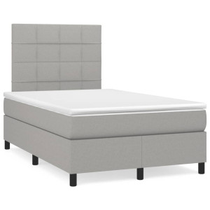 vidaXL Boxspring met matras stof lichtgrijs 120x190 cm