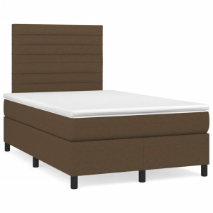 vidaXL Boxspring met matras stof donkerbruin 120x190 cm