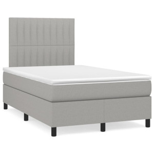 vidaXL Boxspring met matras stof lichtgrijs 120x190 cm