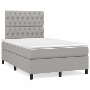 vidaXL Boxspring met matras stof lichtgrijs 120x190 cm