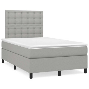 vidaXL Boxspring met matras stof lichtgrijs 120x190 cm