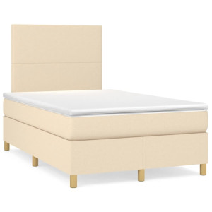 vidaXL Boxspring met matras stof crèmekleurig 120x190 cm