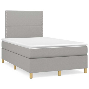 vidaXL Boxspring met matras stof lichtgrijs 120x190 cm