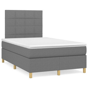 vidaXL Boxspring met matras stof donkergrijs 120x190 cm