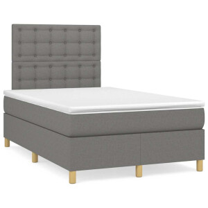 vidaXL Boxspring met matras stof donkergrijs 120x190 cm