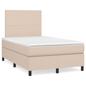 vidaXL Boxspring met matras kunstleer cappuccinokleurig 120x190 cm