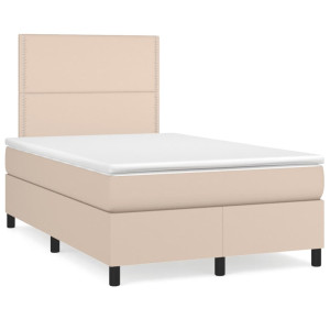 vidaXL Boxspring met matras kunstleer cappuccinokleurig 120x190 cm