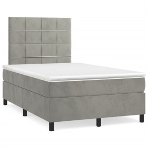 vidaXL Boxspring met matras fluweel lichtgrijs 120x190 cm