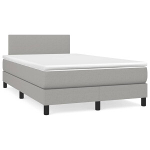 vidaXL Boxspring met matras en LED stof lichtgrijs 120x190 cm