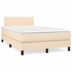 vidaXL Boxspring met matras en LED stof crèmekleurig 120x190 cm