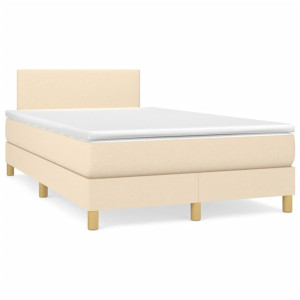 vidaXL Boxspring met matras en LED stof crèmekleurig 120x190 cm