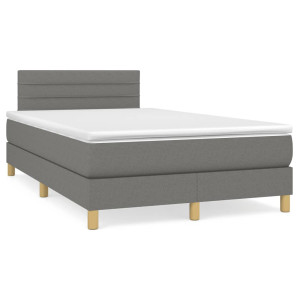 vidaXL Boxspring met matras en LED stof donkergrijs 120x190 cm