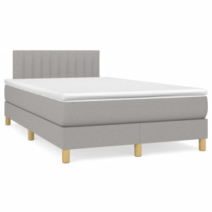 vidaXL Boxspring met matras en LED stof lichtgrijs 120x190 cm