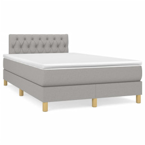 vidaXL Boxspring met matras en LED stof lichtgrijs 120x190 cm