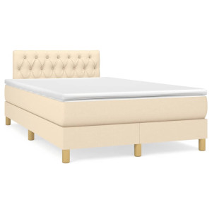 vidaXL Boxspring met matras en LED stof crèmekleurig 120x190 cm