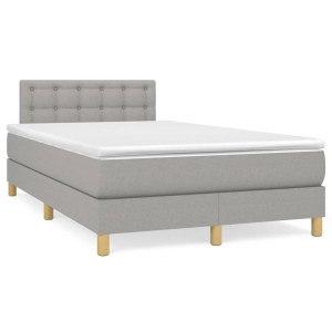 vidaXL Boxspring met matras en LED stof lichtgrijs 120x190 cm
