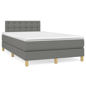 vidaXL Boxspring met matras en LED stof donkergrijs 120x190 cm