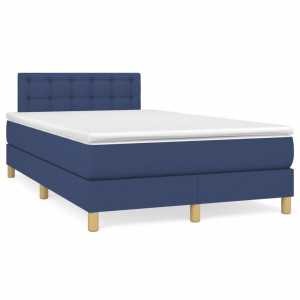 vidaXL Boxspring met matras en LED stof blauw 120x190 cm