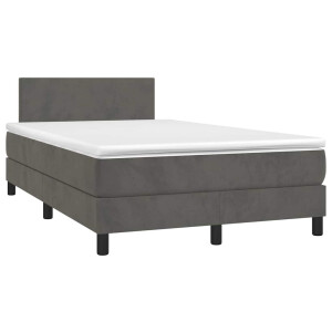 vidaXL Boxspring met matras en LED fluweel donkergrijs 120x190 cm