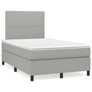 vidaXL Boxspring met matras en LED stof lichtgrijs 120x190 cm
