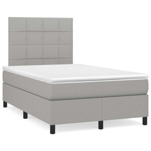 vidaXL Boxspring met matras en LED stof lichtgrijs 120x190 cm