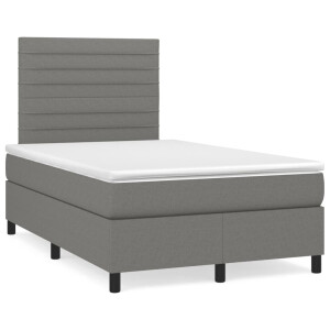 vidaXL Boxspring met matras en LED stof donkergrijs 120x190 cm