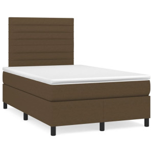 vidaXL Boxspring met matras en LED stof donkerbruin 120x190 cm