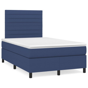 vidaXL Boxspring met matras en LED stof blauw 120x190 cm
