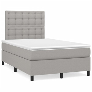 vidaXL Boxspring met matras en LED stof lichtgrijs 120x190 cm