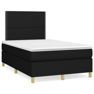 vidaXL Boxspring met matras en LED stof zwart 120x190 cm