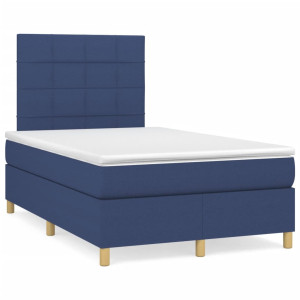 vidaXL Boxspring met matras en LED stof blauw 120x190 cm
