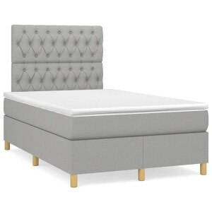 vidaXL Boxspring met matras en LED stof lichtgrijs 120x190 cm