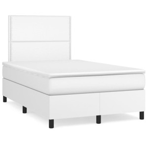 vidaXL Boxspring met matras en LED kunstleer wit 120x190 cm