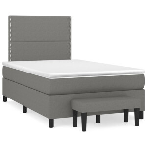 vidaXL Boxspring met matras stof donkergrijs 120x190 cm
