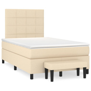 vidaXL Boxspring met matras stof crèmekleurig 120x190 cm